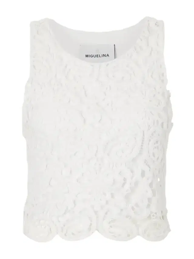Miguelina Rosi Cropped Guipure Lace-trimmed Cotton-jersey Top