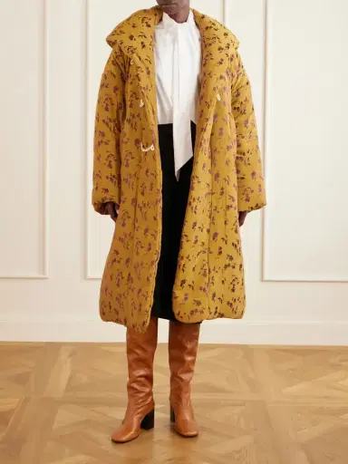 Dries Van Noten Hooded Padded Floral-jacquard Long Jacket | Thumbnail 2 Dries Van Noten Hooded Padded Floral-jacquard Long Jacket | Thumbnail 2