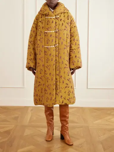 Dries Van Noten Hooded Padded Floral-jacquard Long Jacket | Thumbnail 3 Dries Van Noten Hooded Padded Floral-jacquard Long Jacket | Thumbnail 3