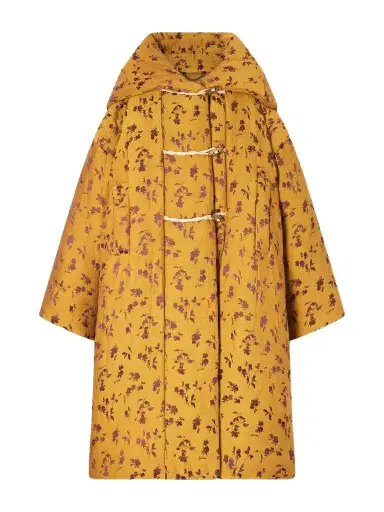Dries Van Noten Hooded Padded Floral-jacquard Long Jacket | Thumbnail 1 Dries Van Noten Hooded Padded Floral-jacquard Long Jacket | Thumbnail 1