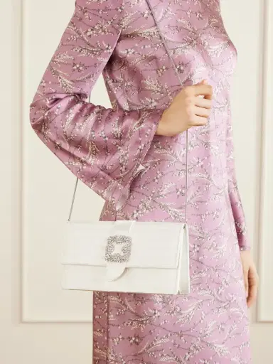 Manolo Blahnik Capri Crystal-embellished Silk-jacquard Clutch | Thumbnail 3 Manolo Blahnik Capri Crystal-embellished Silk-jacquard Clutch | Thumbnail 3