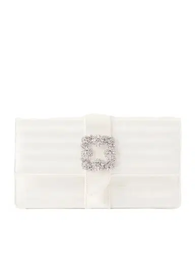Manolo Blahnik Capri Crystal-embellished Silk-jacquard Clutch | Thumbnail 1 Manolo Blahnik Capri Crystal-embellished Silk-jacquard Clutch | Thumbnail 1