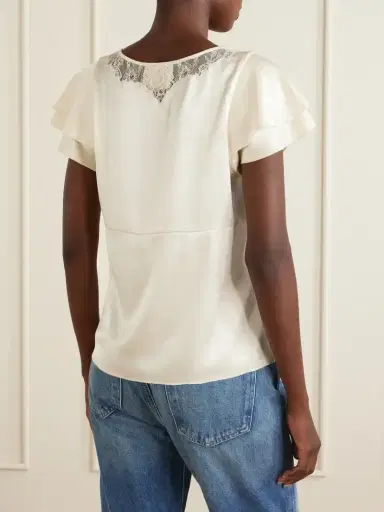Citizens of Humanity Lola Flutter Lace-trimmed Satin Blouse | Thumbnail 4 Citizens of Humanity Lola Flutter Lace-trimmed Satin Blouse | Thumbnail 4