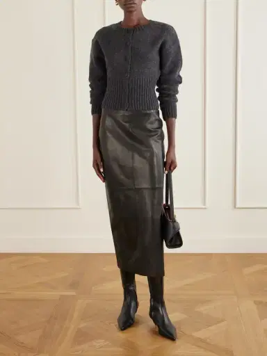 Nour Hammour Selly Paneled Leather Maxi Skirt | Thumbnail 2