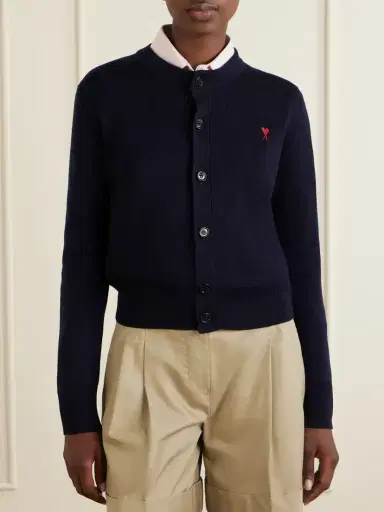 AMI PARIS Embroidered Wool Cardigan | Thumbnail 3