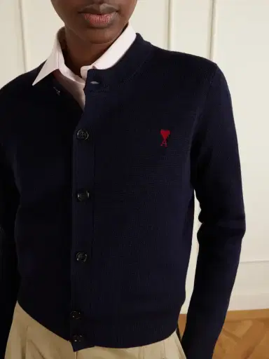 AMI PARIS Embroidered Wool Cardigan | Thumbnail 5