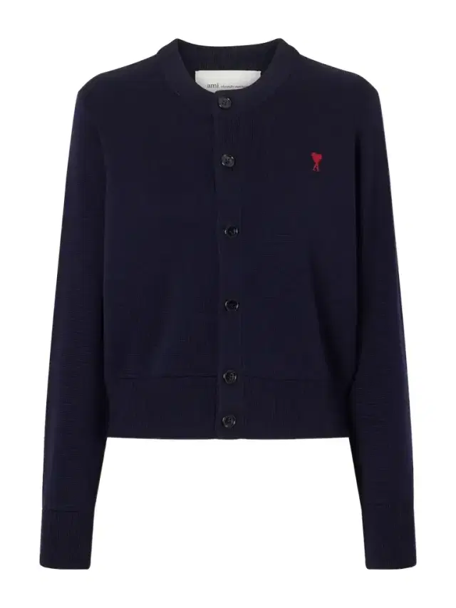 AMI PARIS Embroidered Wool Cardigan