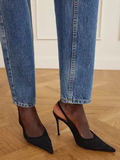 Gianvito Rossi Sofia 95 Suede-trimmed Lace Slingback Pumps | Thumbnail 2