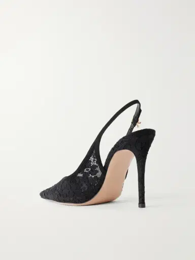 Gianvito Rossi Sofia 95 Suede-trimmed Lace Slingback Pumps | Thumbnail 3