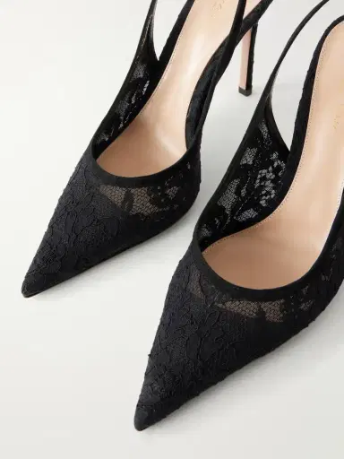 Gianvito Rossi Sofia 95 Suede-trimmed Lace Slingback Pumps | Thumbnail 5