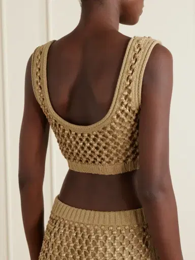 Diotima Lady Embellished Cropped Crocheted Cotton-blend Top | Thumbnail 3
