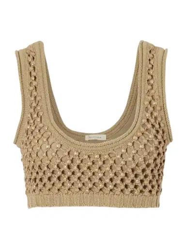 Diotima Lady Embellished Cropped Crocheted Cotton-blend Top | Thumbnail 1