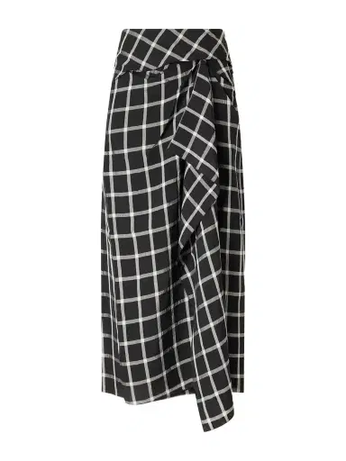 Erdem Draped Checked Crinkled-satin Midi Skirt | Thumbnail 1 Erdem Draped Checked Crinkled-satin Midi Skirt | Thumbnail 1