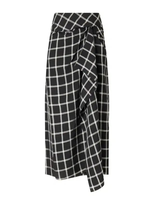 Erdem Draped Checked Crinkled-satin Midi Skirt