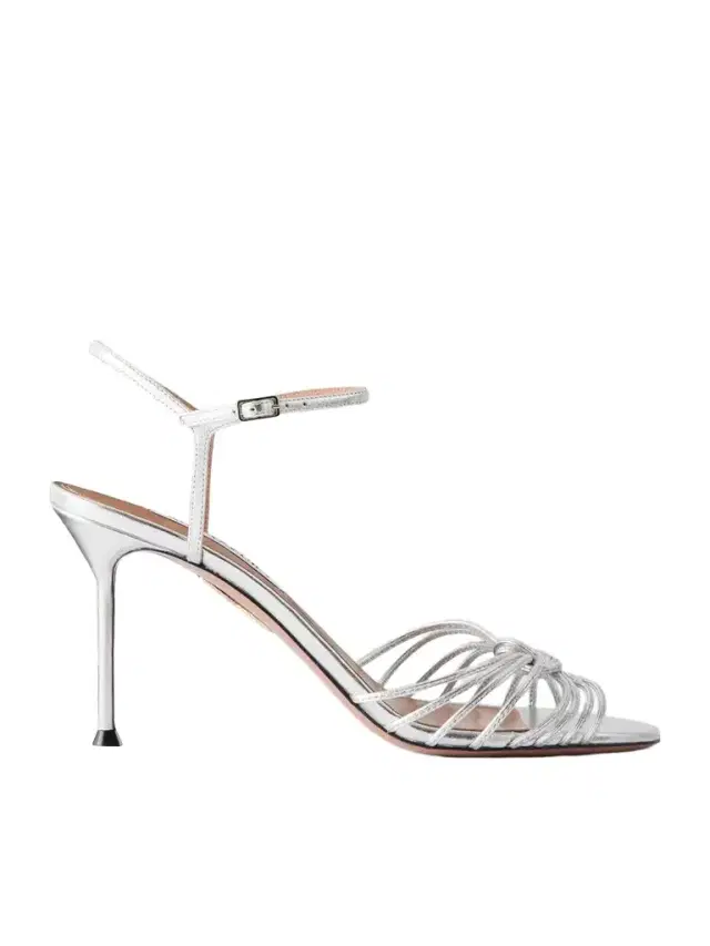 Aquazzura Serenity 85 Knotted Metallic Leather Sandals