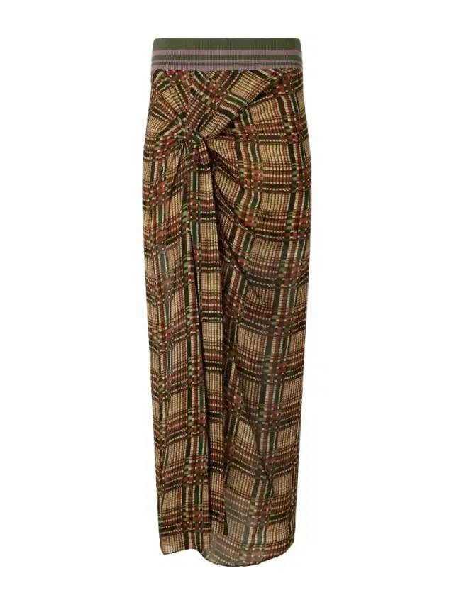 Dries Van Noten Suma Checked Georgette Midi Skirt