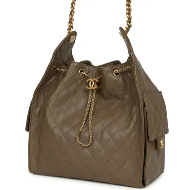 Chanel Chanel Medium 25 Hobo Bag Dark Khaki Caviar Antique Gold Hardware | Thumbnail 5