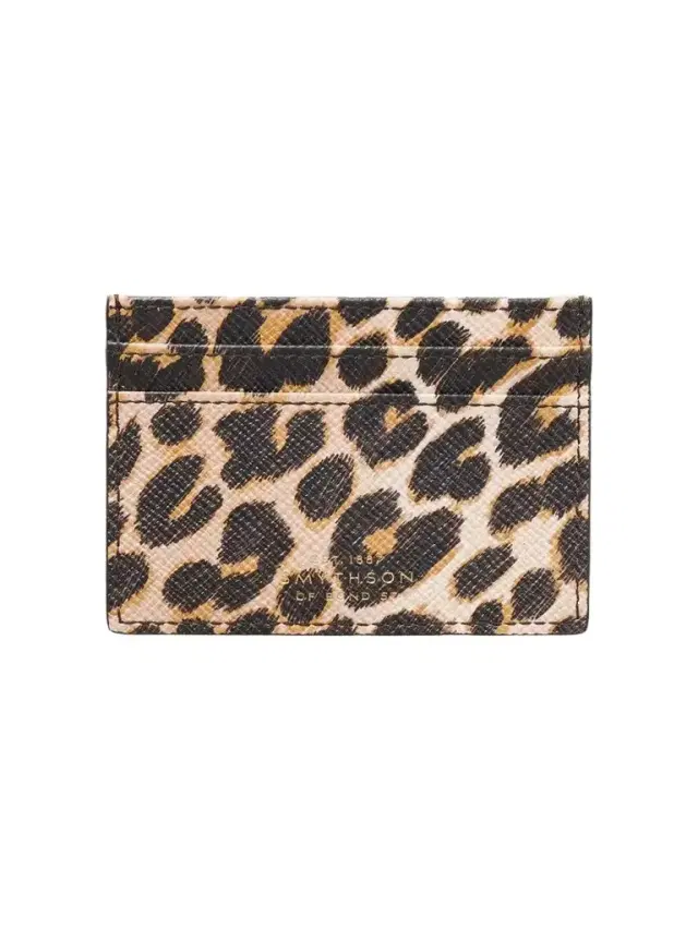 Panama Leopard-printed Leather Cardholder