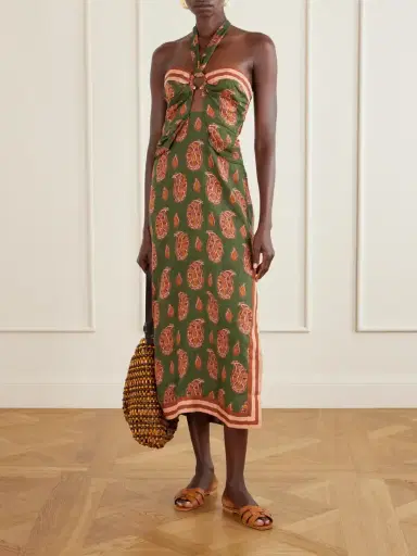 Johanna Ortiz Desert Heart Embellished Printed Cut-out Linen Maxi Dress | Thumbnail 2