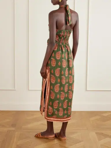 Johanna Ortiz Desert Heart Embellished Printed Cut-out Linen Maxi Dress | Thumbnail 3