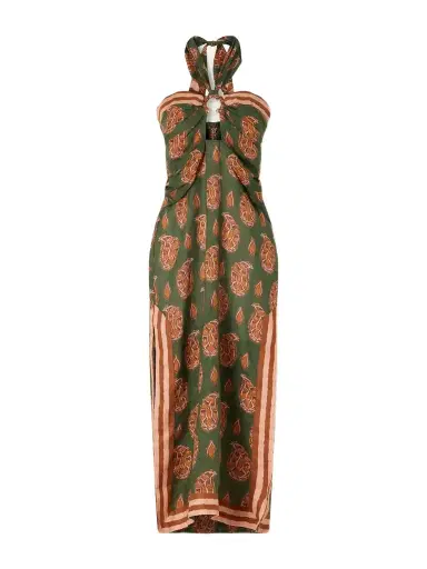 Johanna Ortiz Desert Heart Embellished Printed Cut-out Linen Maxi Dress | Thumbnail 1