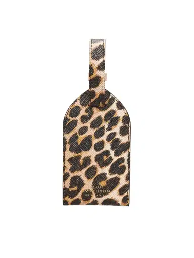 Smythson Panama Leopard-print Leather Luggage Tag | Thumbnail 1 Smythson Panama Leopard-print Leather Luggage Tag | Thumbnail 1