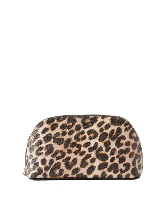 Smythson Panama Leopard-print Leather Cosmetics Case