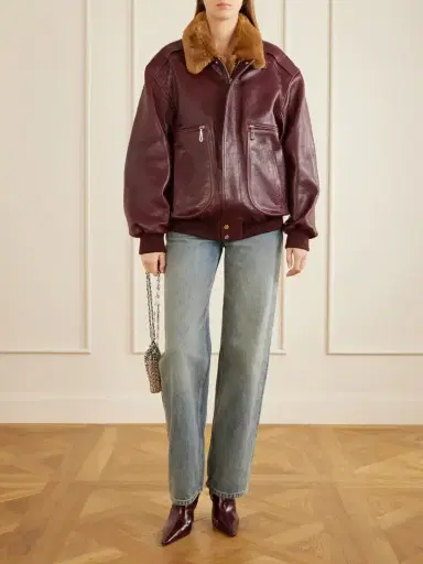 Rabanne Shearling-trimmed Textured-leather Jacket | Thumbnail 2