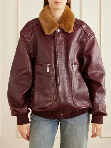 Rabanne Shearling-trimmed Textured-leather Jacket | Thumbnail 3