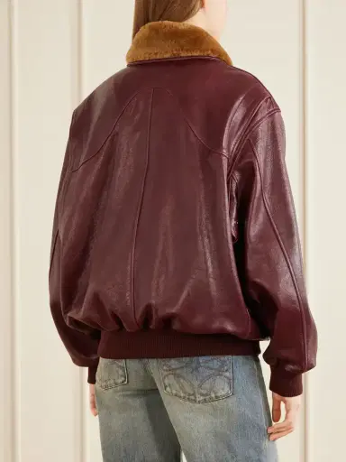 Rabanne Shearling-trimmed Textured-leather Jacket | Thumbnail 4