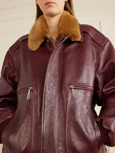 Rabanne Shearling-trimmed Textured-leather Jacket | Thumbnail 5