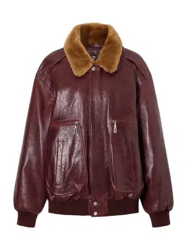 Rabanne Shearling-trimmed Textured-leather Jacket | Thumbnail 1