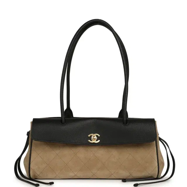 Chanel Chanel Small "Urban Essential" East West Shopping Tote Black Grained Calfskin and Beige Suede Gold Hardware
