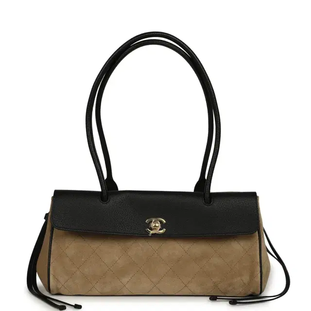 Chanel Chanel Small "Urban Essential" East West Shopping Tote Black Grained Calfskin and Beige Suede Gold Hardware