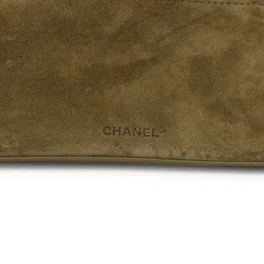 Chanel Chanel Top Handle Long Vanity Case with Chain Dark Khaki Suede Gold Hardware | Thumbnail 7