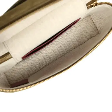 Chanel Chanel Top Handle Long Vanity Case with Chain Dark Khaki Suede Gold Hardware | Thumbnail 9