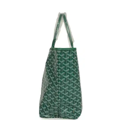 goyard Goyard Goyardine Hand-Painted Dog Green Saint Louis PM Tote Bag Palladium Hardware | Thumbnail 3