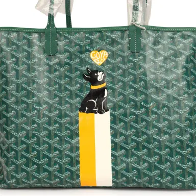 goyard Goyard Goyardine Hand-Painted Dog Green Saint Louis PM Tote Bag Palladium Hardware | Thumbnail 6