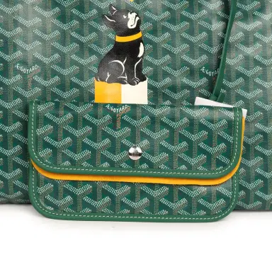 goyard Goyard Goyardine Hand-Painted Dog Green Saint Louis PM Tote Bag Palladium Hardware | Thumbnail 7
