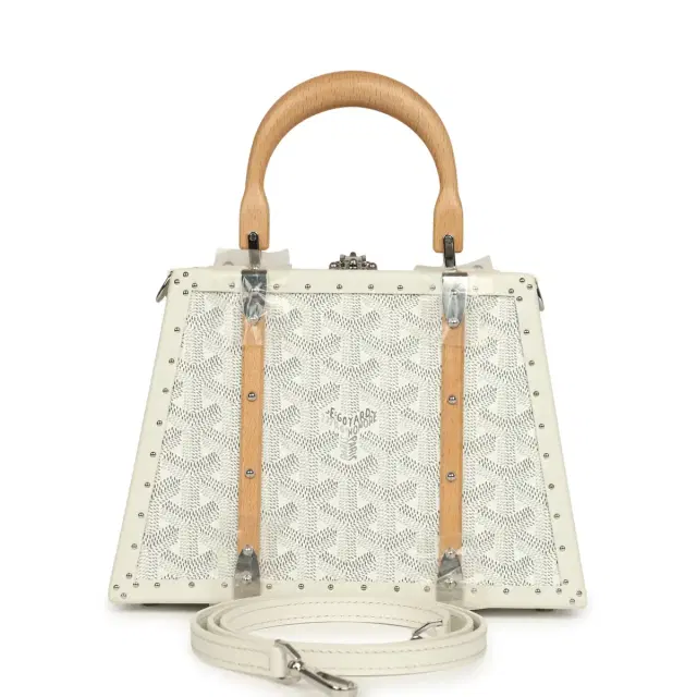 goyard Goyard Goyardine Saigon Mini Trunk White Cervon Calfskin Palladium Hardware