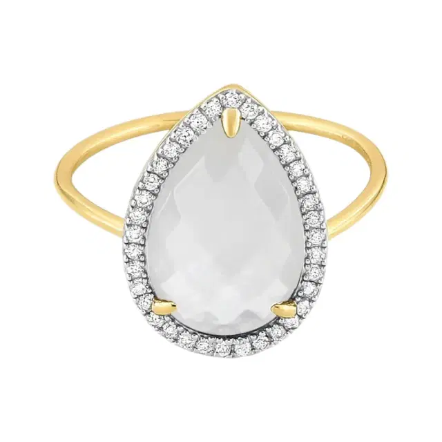 Morganne Bello Morganne Bello Alma 18K Yellow Gold Mother of Pearl & Diamond Ring 8031YP111D - by The Solist
