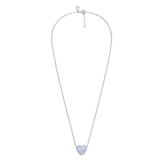 Morganne Bello Morganne Bello Infinite Love 18K White Gold Blue Chalcedony & Diamond Heart Pendant Necklace by The Solist