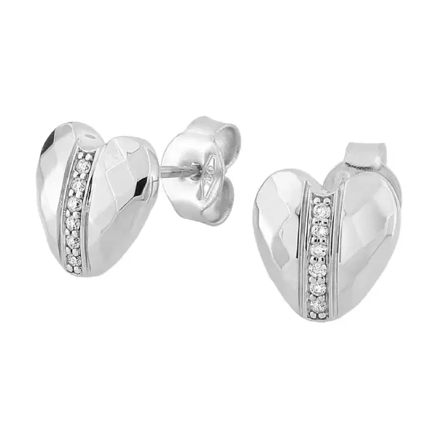 Morganne Bello Morganne Bello Infinite Love 18K White Gold Diamond Heart Stud Earrings by The Solist
