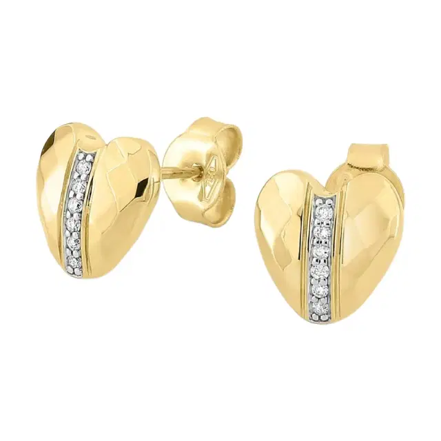 Morganne Bello Morganne Bello Infinite Love 18K Yellow Gold Diamond Heart Stud Earrings by The Solist