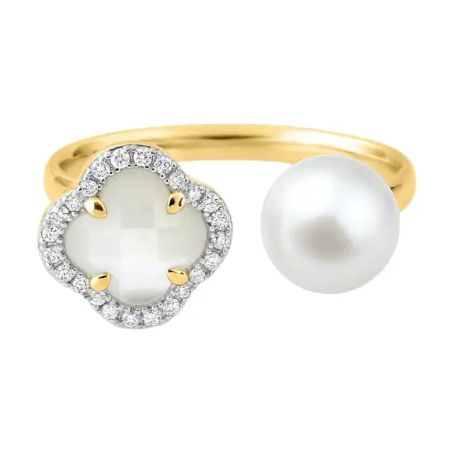 Morganne Bello Morganne Bello Victoria Pearls 18K Yellow Gold Pearl & Diamond Ring 3061YB211D - by The Solist
