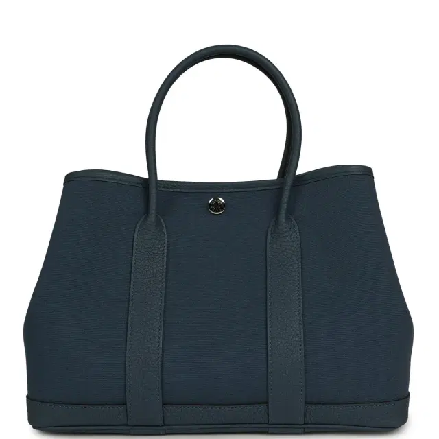 HERMÈS Hermes Garden Party 30 Bleu Tempete Toile Officier Canvas, Negonda Palladium Hardware