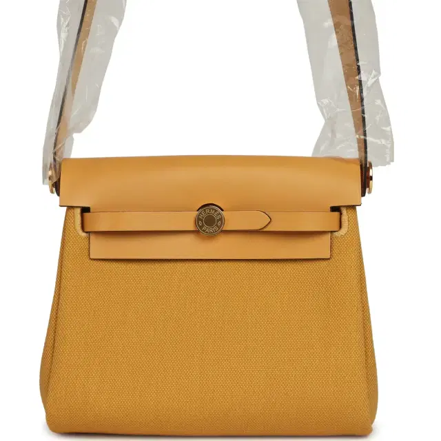 HERMÈS Hermes Herbag Zip 20 Mini Paille Toile Militaire Canvas, Vache Hunter Gold Hardware