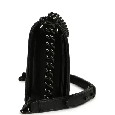 Chanel Pre-owned Chanel Medium Boy Bag So Black Caviar Black Hardware | Thumbnail 3 Chanel Pre-owned Chanel Medium Boy Bag So Black Caviar Black Hardware | Thumbnail 3