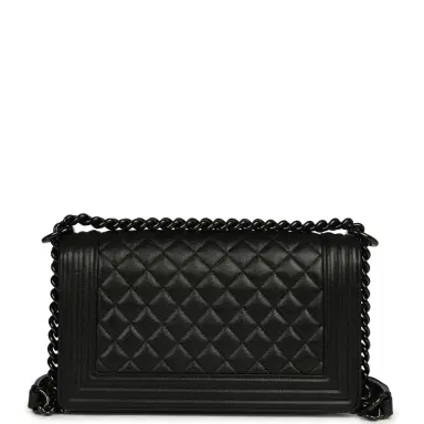 Chanel Pre-owned Chanel Medium Boy Bag So Black Caviar Black Hardware | Thumbnail 4 Chanel Pre-owned Chanel Medium Boy Bag So Black Caviar Black Hardware | Thumbnail 4