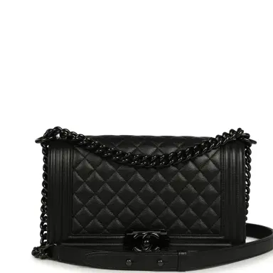 Chanel Pre-owned Chanel Medium Boy Bag So Black Caviar Black Hardware | Thumbnail 1 Chanel Pre-owned Chanel Medium Boy Bag So Black Caviar Black Hardware | Thumbnail 1
